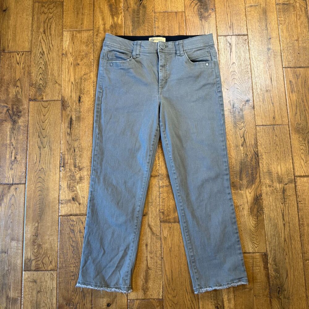 Democracy "Ab" Technology Gray Jean Elastic Waistband Ankle Crop Raw Hem Sz 12